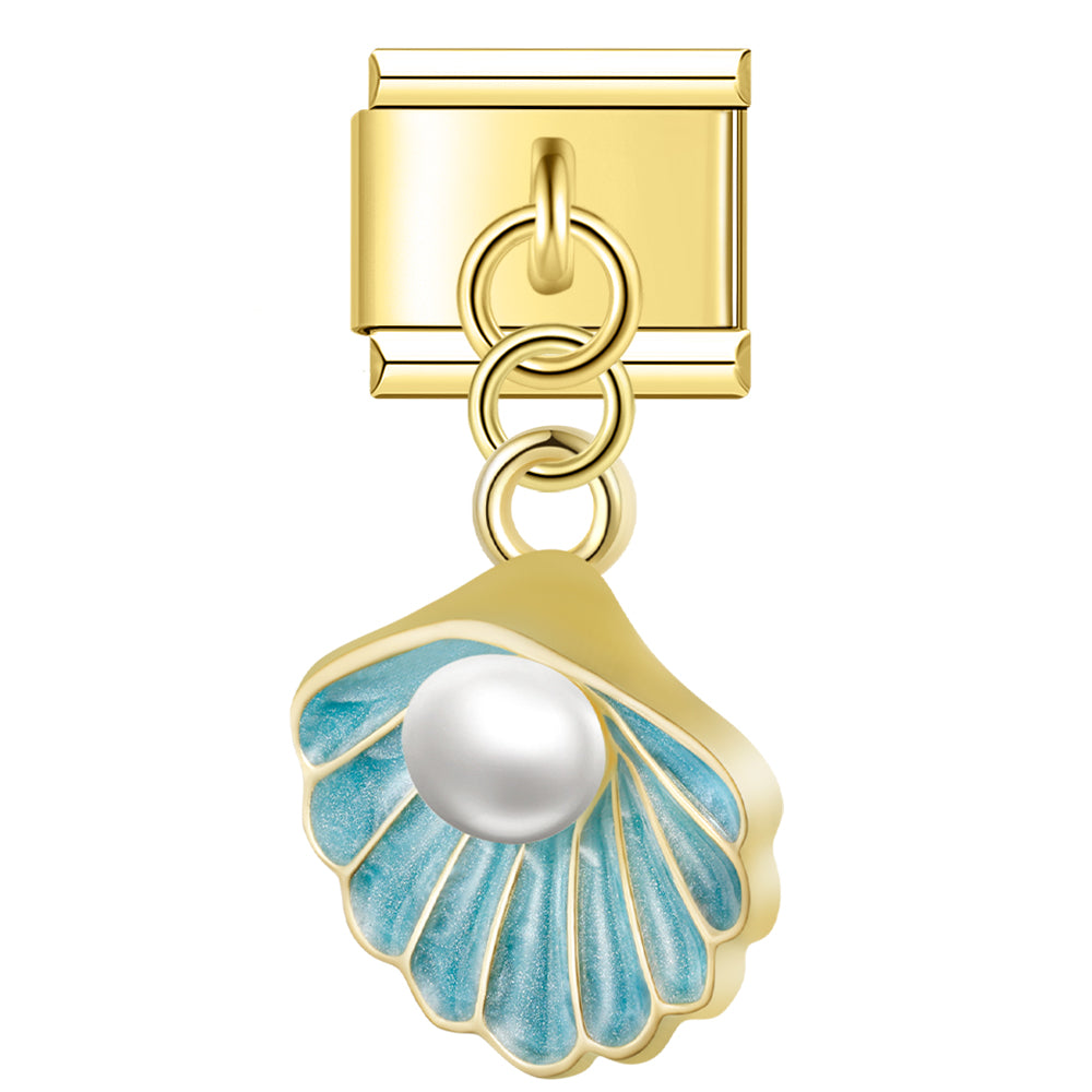 Mussel pendant blue