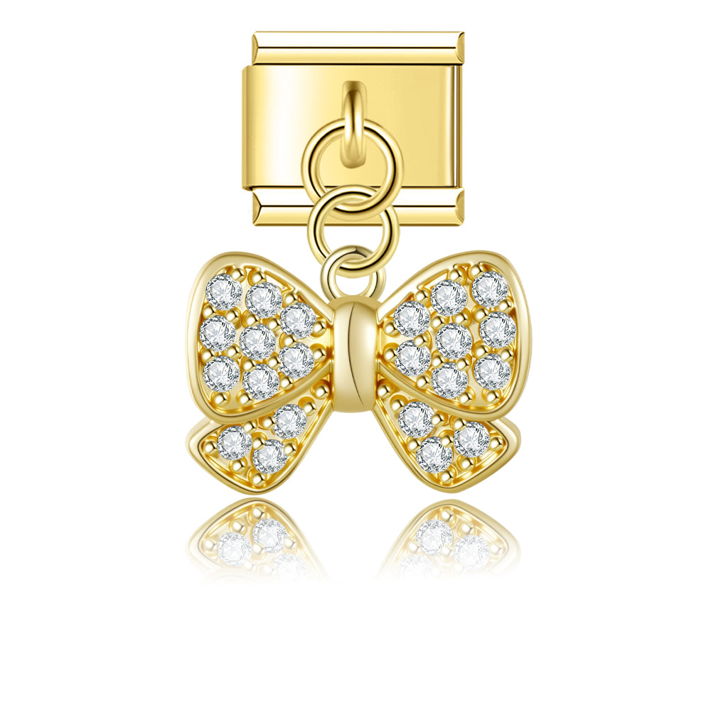 Gemstone Bow Gold Pendant