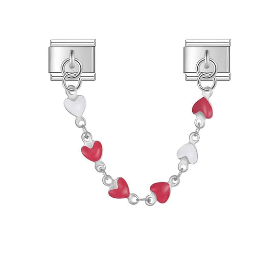 Random Color Heart Charm Necklace Silver