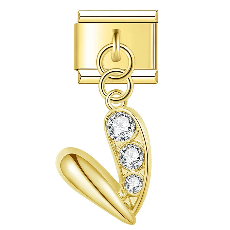 Glitter heart gold pendant