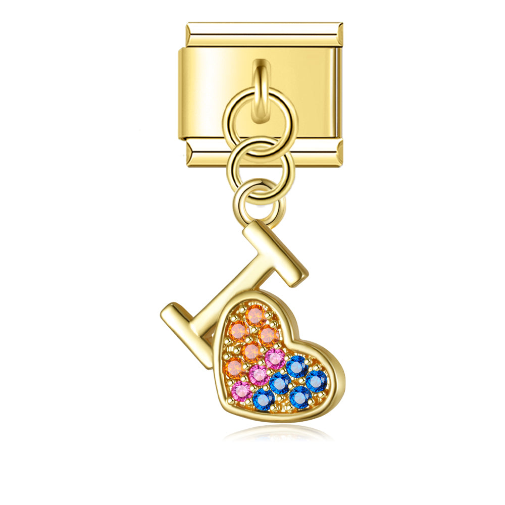 I Love glitter pendant