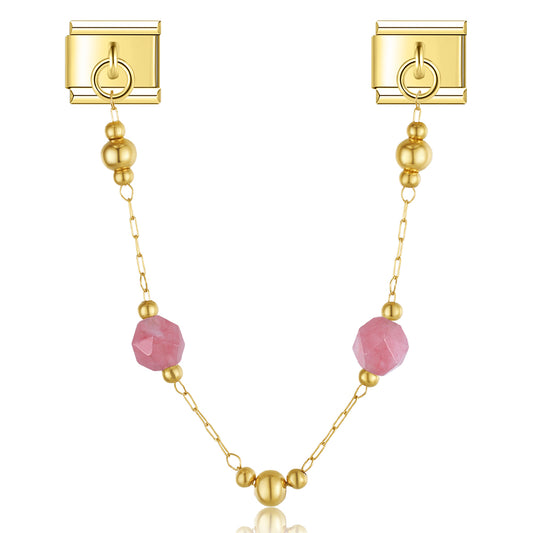 Pink beaded charm necklace