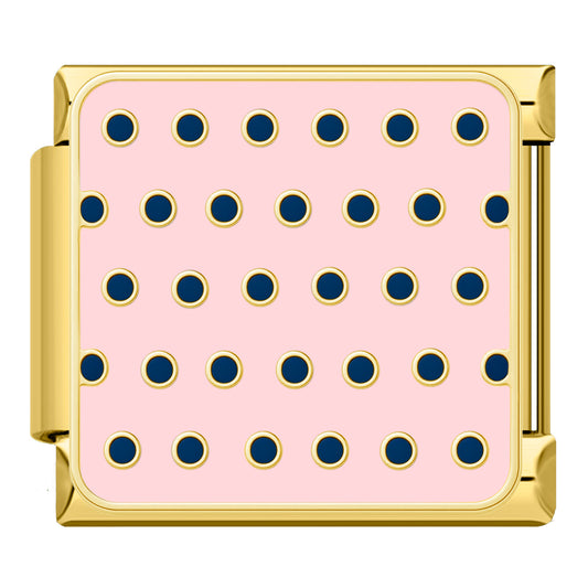 Pink with blue dots