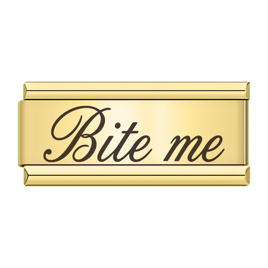 “Bite me” double charm gold