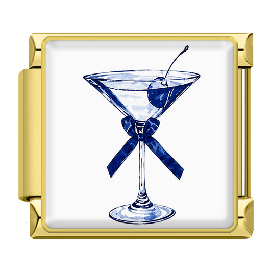 Blue cocktail glass gold