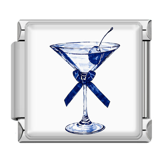 Blue cocktail glass silver